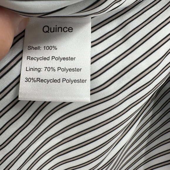 Quince Crepe Open Front Blazer sz S Navy Blue Wrinklefree Career Shoulder Pads - Picture 4 of 7